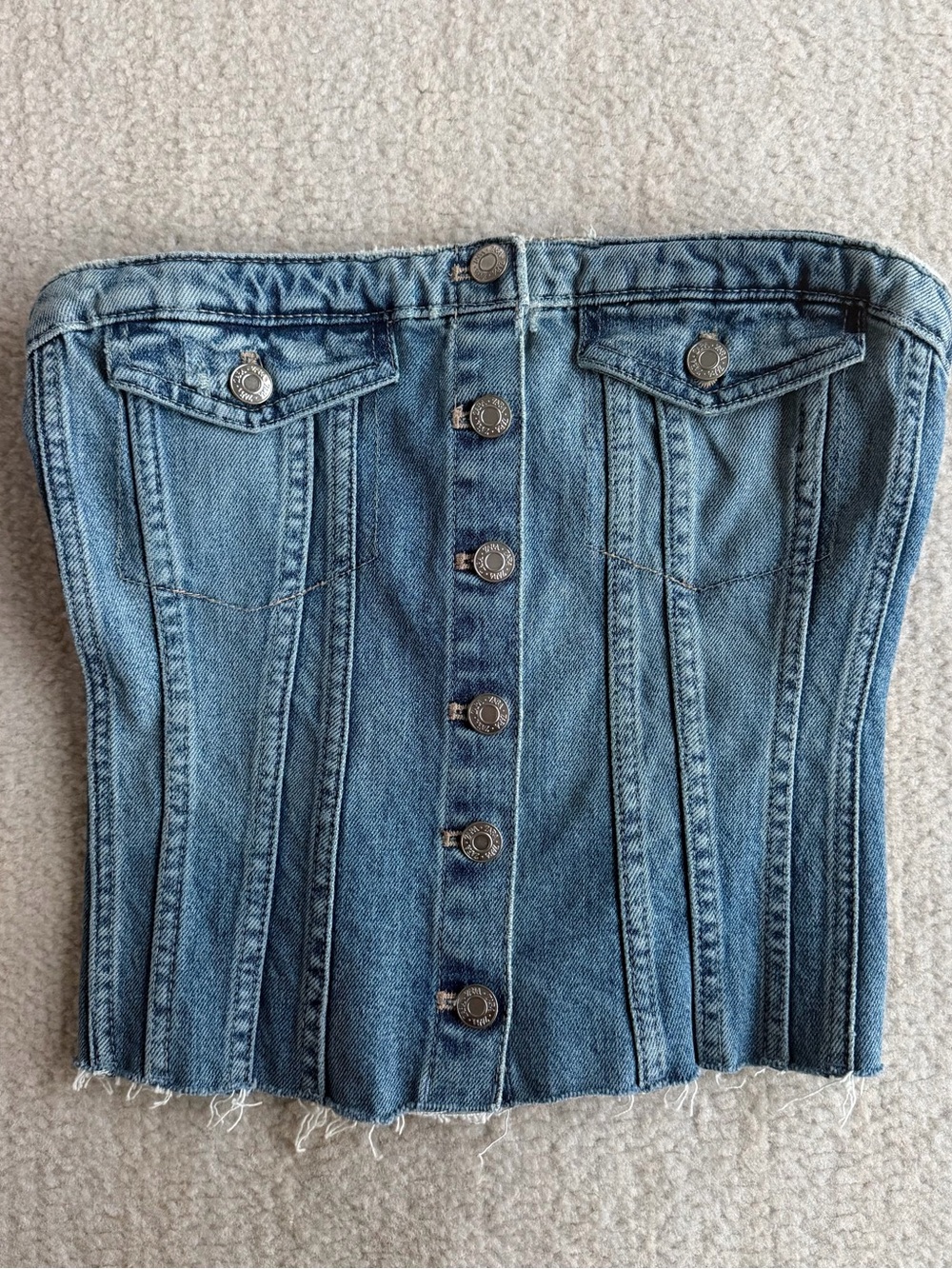 Zara TRF Blue Denim Corset Tube Top